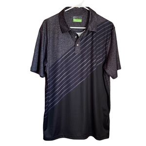 PGA Tour Pro Series Athletic Fit Golf Polo Shirt, Black/Charcoal/Purple, Large